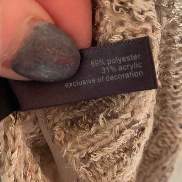 The Limited v neck beige sequin LS sweAter Lg VGC - Picture 6 of 7
